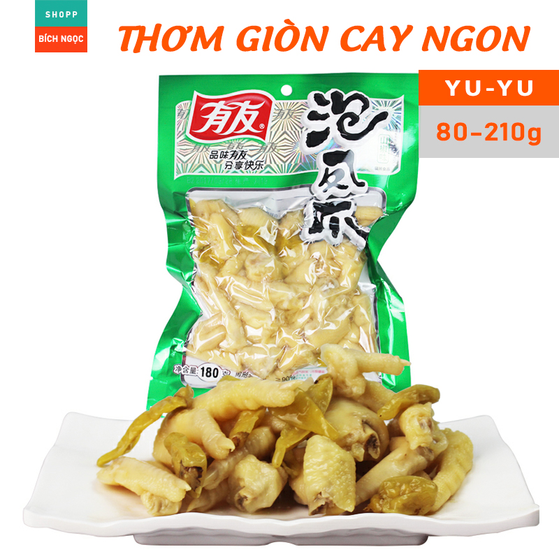 Gói chân gà cay Yuyu - đồ ăn vặt nội địa Trung - vị cay đặc trưng ngon giòn sừn sựt, đặc sản nổi tiếng Phúc Kiến, đủ các gói 80g/100g/180g/210g