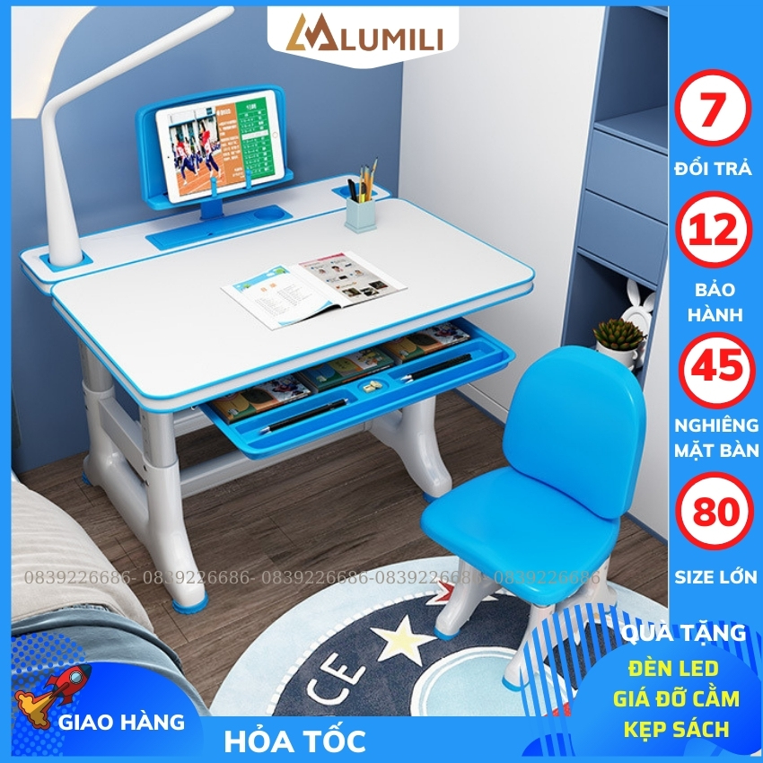 [ Size to Tặng bình giữ nhiệt ] Bàn học sinh, bàn học cho bé Lumili B05 size lớn bàn học thông minh chống gù chống cận cho trẻ em từ 3 đến 18 tuổi phù hợp với học sinh tiểu học nâng hạ độ cao