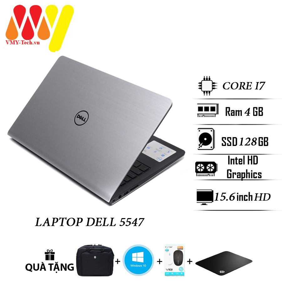 Laptop Dell Inspiron 5547 mẫu zin cao cấp, Core i7, Ram 4gb, Ổ cứng SSD 128gb, màn hình 15.6HD, các rời VGA, laptop văn phòng lướt 99% zin.