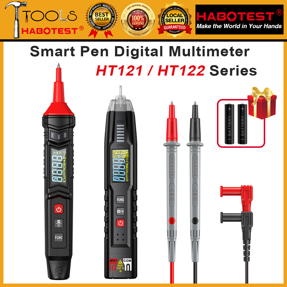 Bút đa năng kế habotest HT121 loại đa năng kế kỹ thuật số máy thử điện tự động phạm vi 4000 đếm AC/DC 600V rms thật thông minh đa dụng kế với NCV