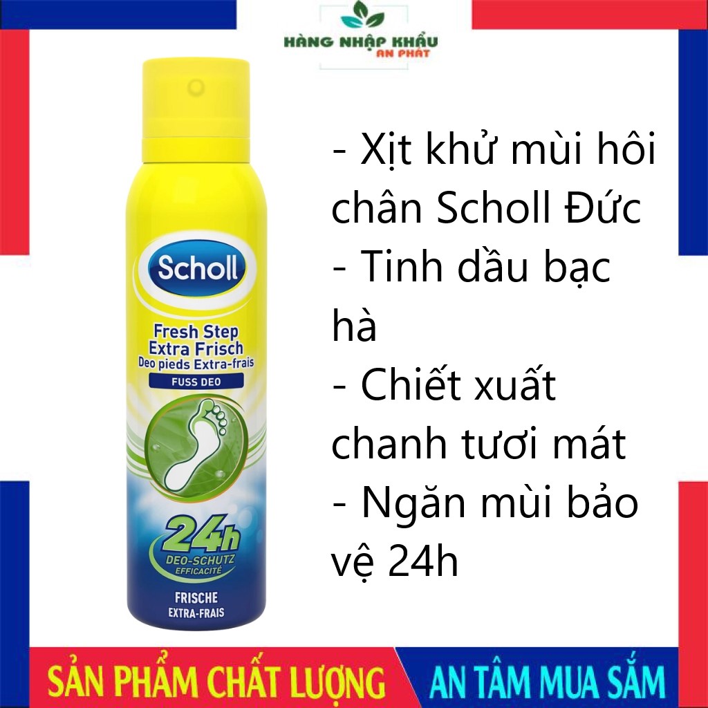 Xịt khử mùi hôi chân Scholl Đức tinh dầu bạc hà chanh, 150ml