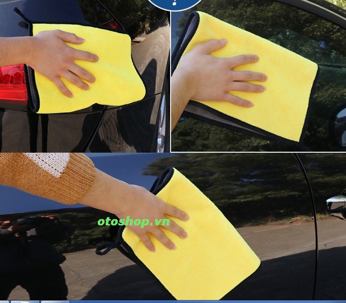 Bộ 3 khăn lau xe Microfiber siêu dày siêu hút nước
