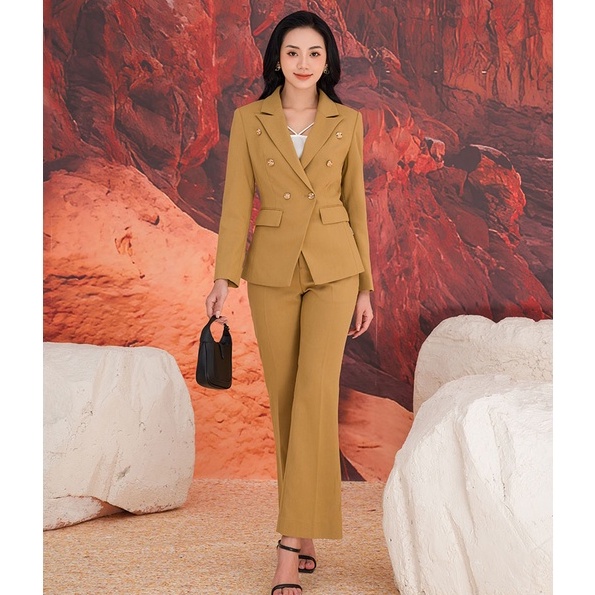 Set bộ áo vest công sở dài tay chất liệu Twill Silk cao cấp Orchid GD16V283