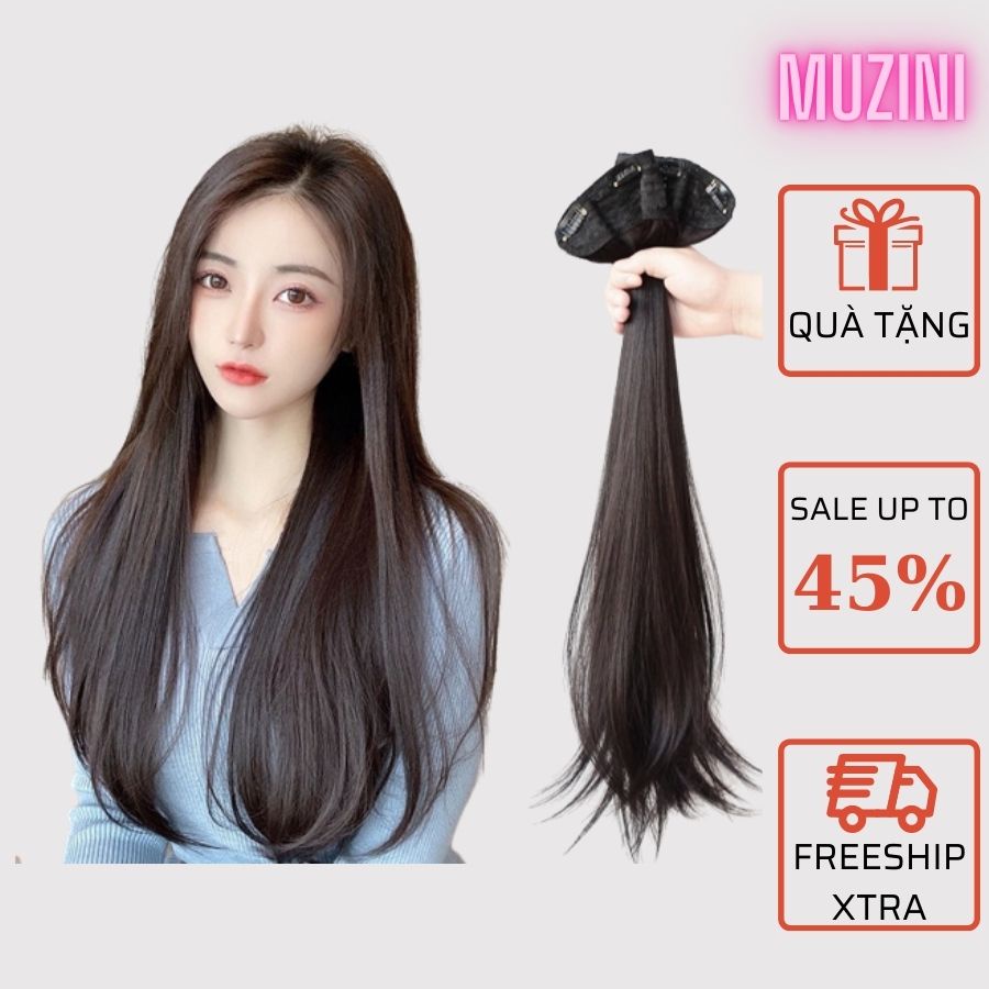 Tóc giả nữ Muzini tóc kẹp 6 phím thẳng dài tự nhiên phong cách Hàn Quốc TG20 V2