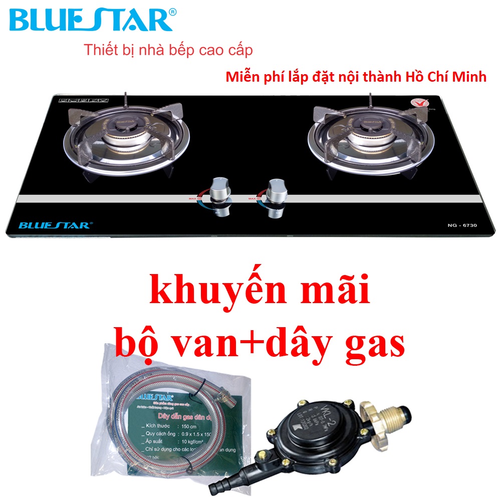 Bếp gas Bluestar ng-6730 - bếp âm mặt kính cường lực (đánh lửa magneto) toàn thân bằng thép phủ sơn tĩnh điện chống rỉ sét đánh lửa bằng magneto nút bật nhẹ đánh lửa nhạy - Dự kiến giao 24/6