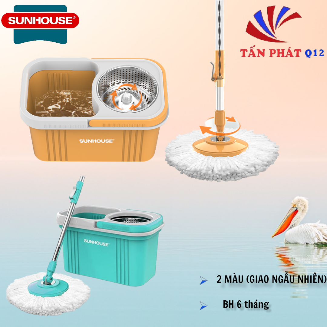 [HCM]BỘ LAU NHÀ 360 ĐỘ SUNHOUSE (XANH HOẶC CAM GIAO NGẪU NHIÊN) CL350IB