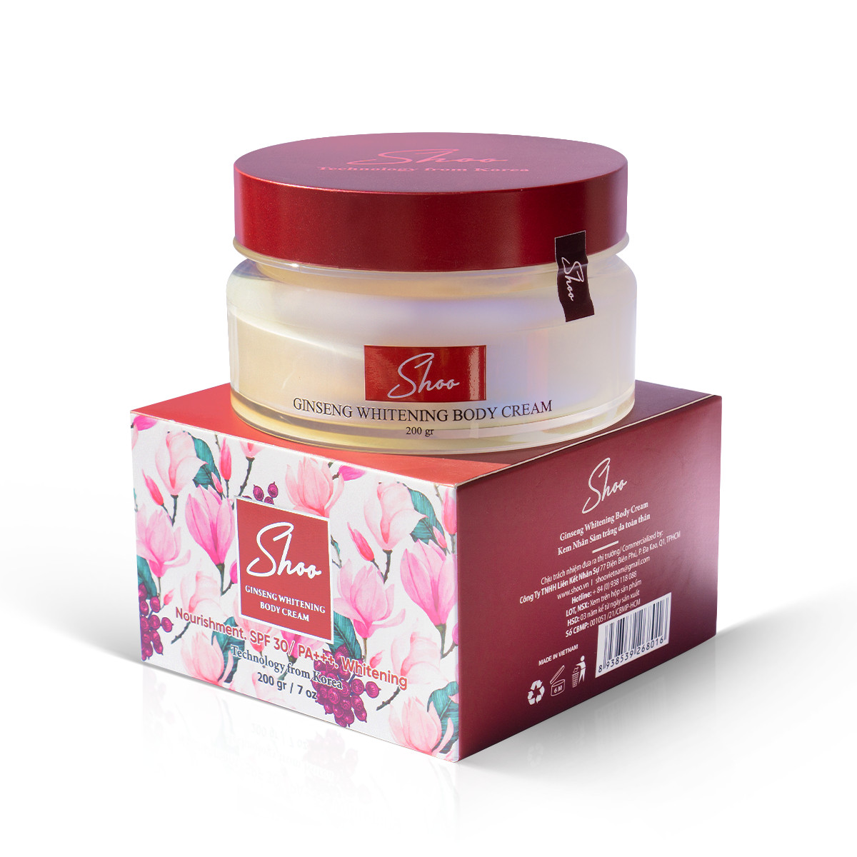 [HCM]Kem body trắng da nhân sâm SHOO 200gr - Dưỡng trắng da toàn thân - 7 ngày nâng tông da  sáng mịn màng