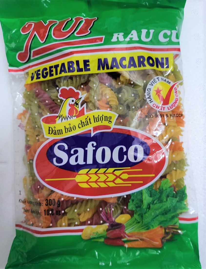gói 300g XOẮN NUI RAU CỦ NHIỀU MÀU VN SAFOCO Spiral Saphes Vegetable