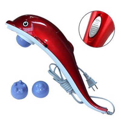 Máy Massage Toàn Thân Cầm Tay Hình Cá Heo, Máy Massage Thư Giản Giúp Lưu Thông Máu Huyết Với 3 Đầu Massage Thay Đổi.