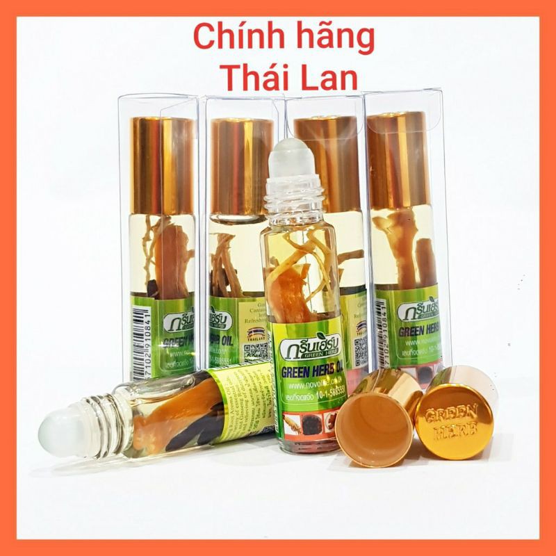 Dầu sâm thảo dược thái lan 8ml - dạng lăn - ginseng green herb oil - sgp