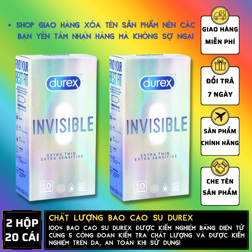 02 Hộp  Bao Cao Su Durex Invisible Extra Thin cực siêu mỏng [Che tên sản phẩm]