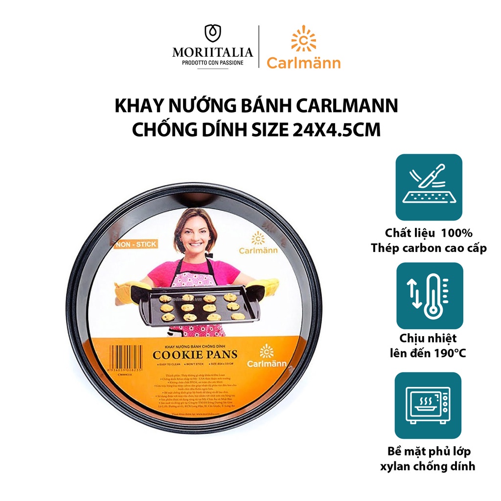 Khay nướng bánh Carlmann chống dính tiện lợi an toàn Moriitalia CM008235