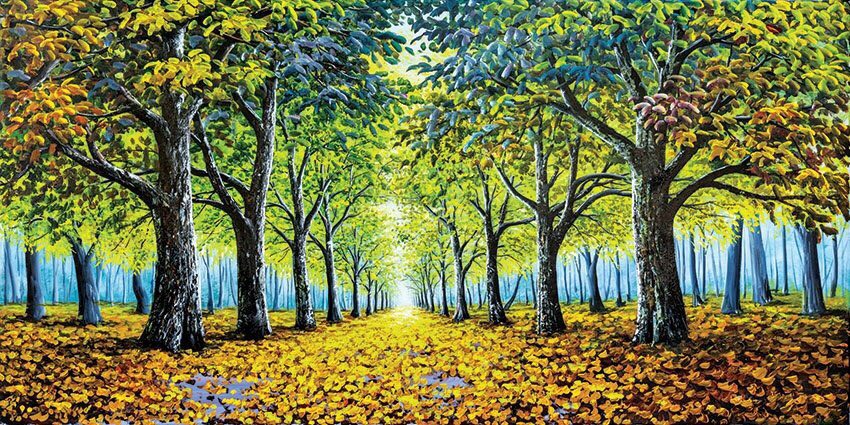 Tranh phong cảnh hai hàng cây kèm khung tranh trang trí tường