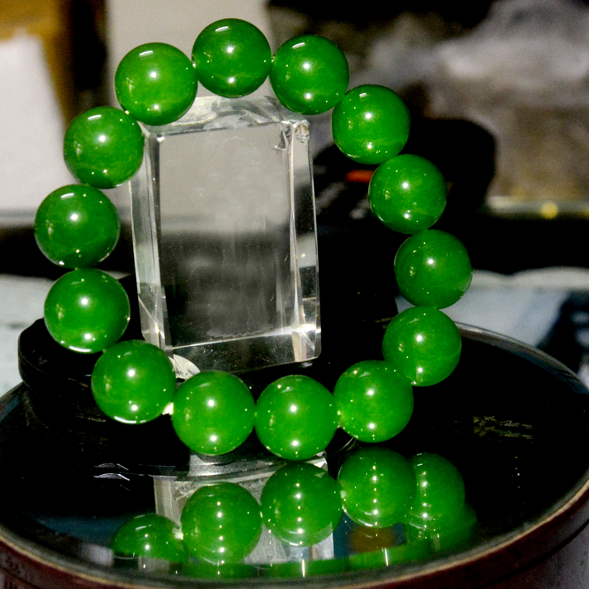  Vòng tay chuỗi đá mã não xanh đậm-nhiều cỡ ly 