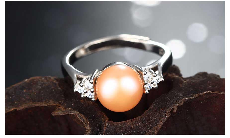 [HCM] Nhẫn bạc 925 cẩn đá xoàn nhí 2li nhỏ xinh, ngọc trai nuôi cao cấp NHẬP THÁI  ngoc thật 8li chuẩn AAAA