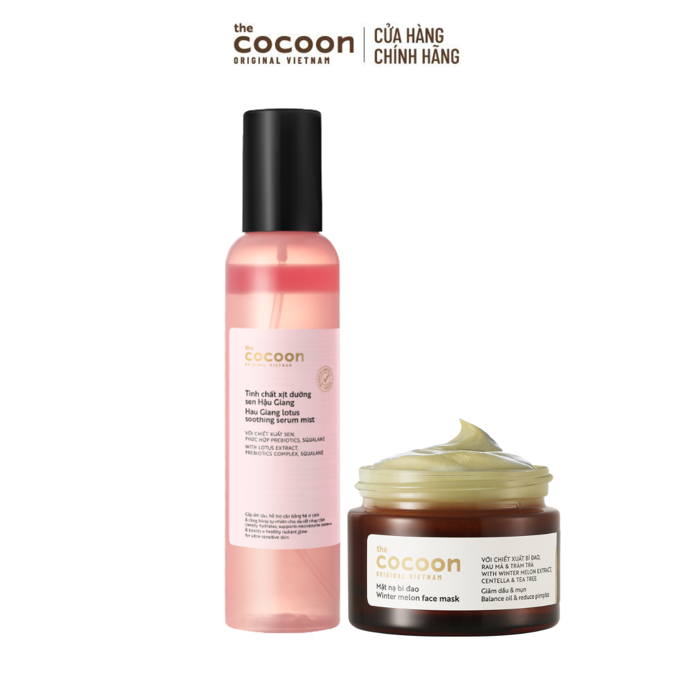 COMBO 1 Tinh chất xịt dưỡng sen Hậu Giang Cocoon 200ml + 1 Mặt nạ bí đao 30ml