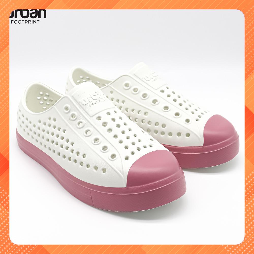 [Urban] Giày nhựa lỗ URBAN cho nữ đi mưa - Trắng đế hồng