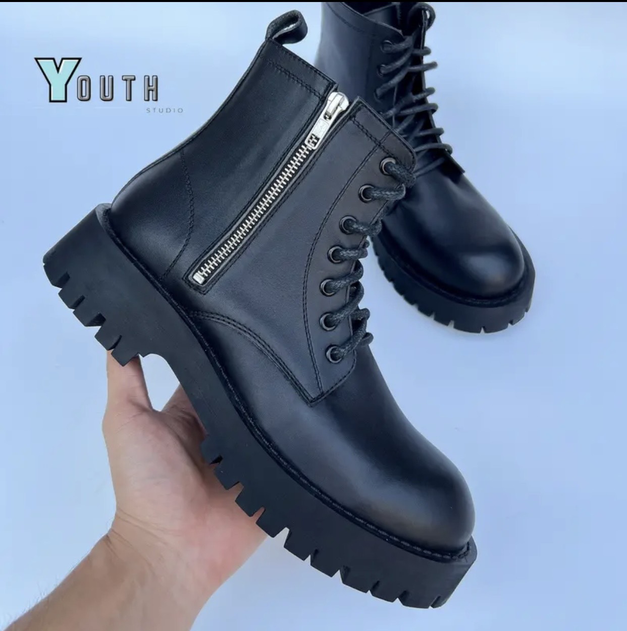 Giày Combat Boots nam cổ cao da bò nappa youth