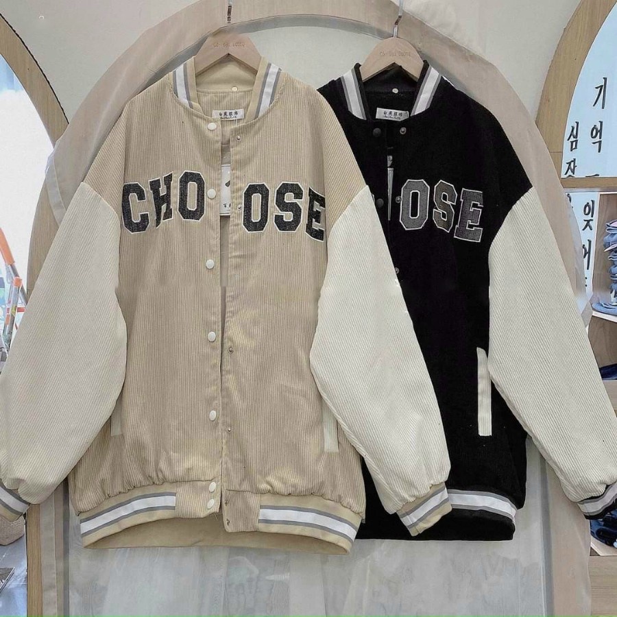 ◈☬ Áo khoác bomber nam nữ thu đông choose vải nhung tăm mềm mại siêu hot