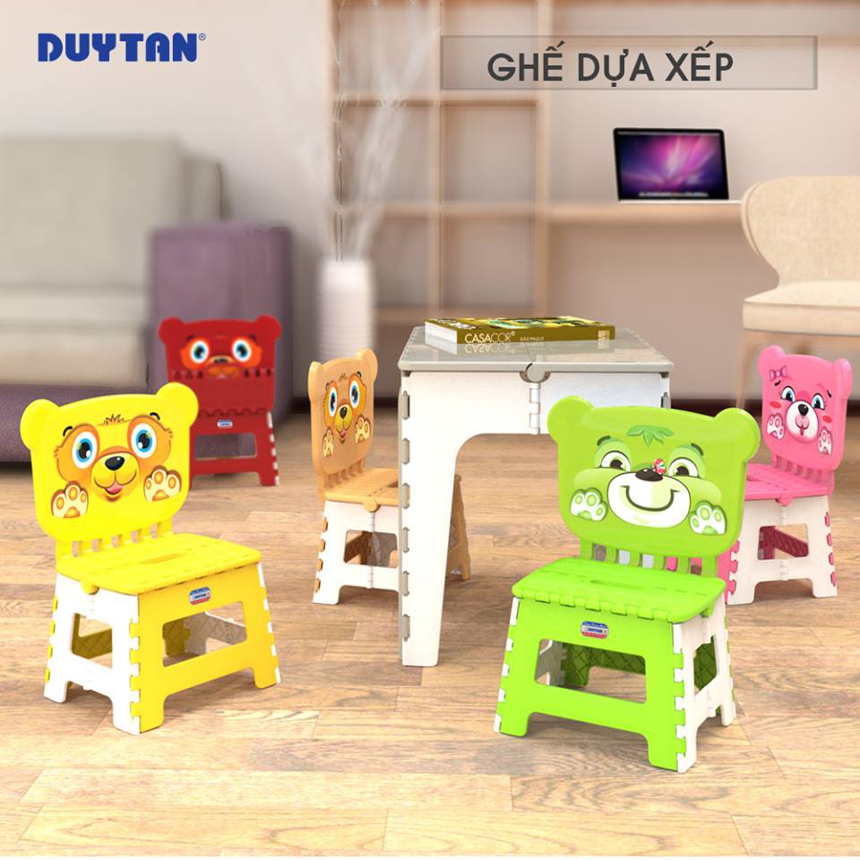 Bộ bàn xếp + 4 ghế xếp dựa thú cao cấp duy tân cho bé mẫu giáo