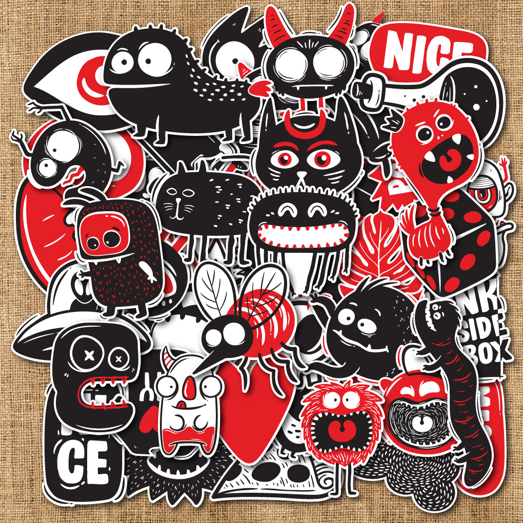 Sticker Đỏ Đen chống nước dán laptop, điện thoại, đàn guitar, mũ bảo hiểm