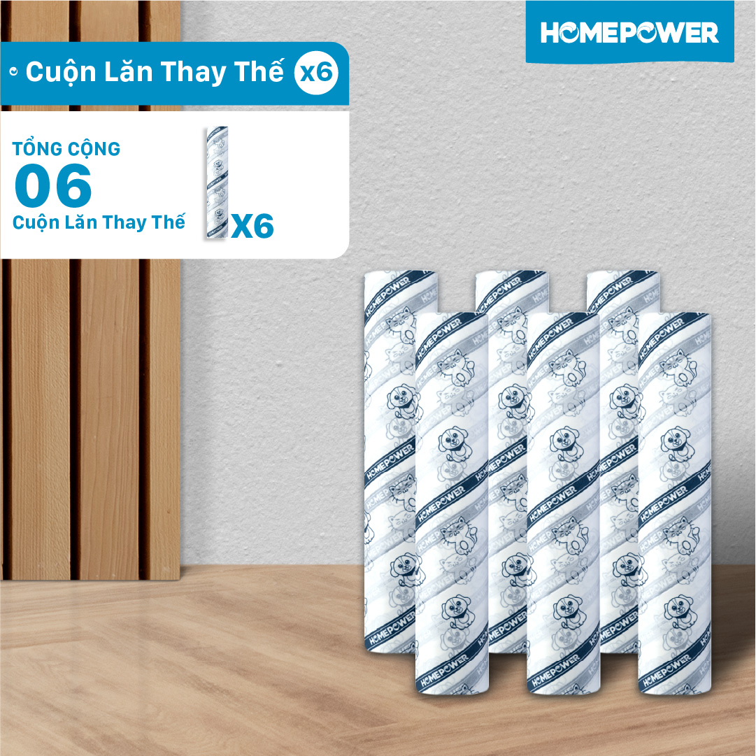Cây lăn bụi sàn nhà 24cm CB-01 Homepower 60 tờ/cuộn - Keo siêu dính, tay cầm dài, kích thước lớn - 6