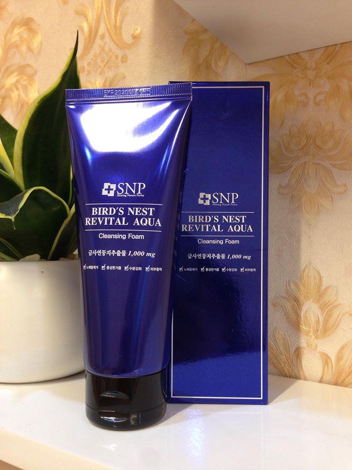 Sữa rửa mặt tinh chất tổ yến snp bird's nest revital aqua cleansing foam