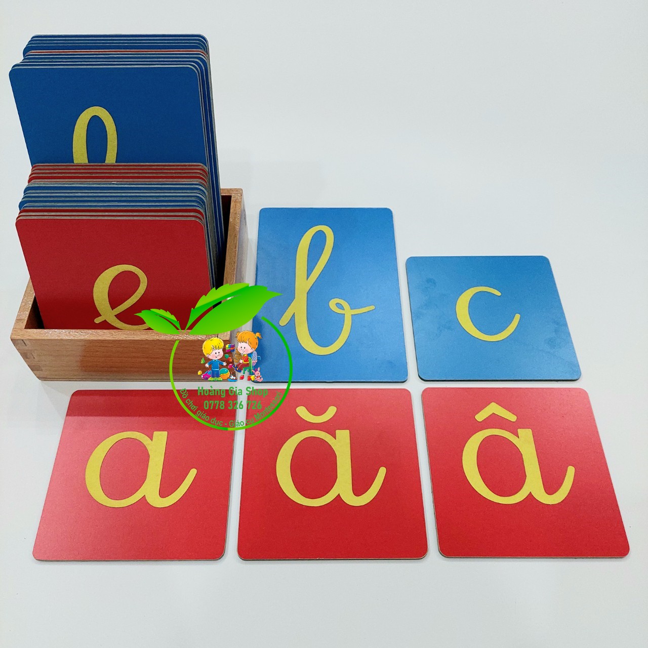 Hộp 29 Chữ cát nhám âm đơn Tiếng Việt nét viết - Sandpaper Letters