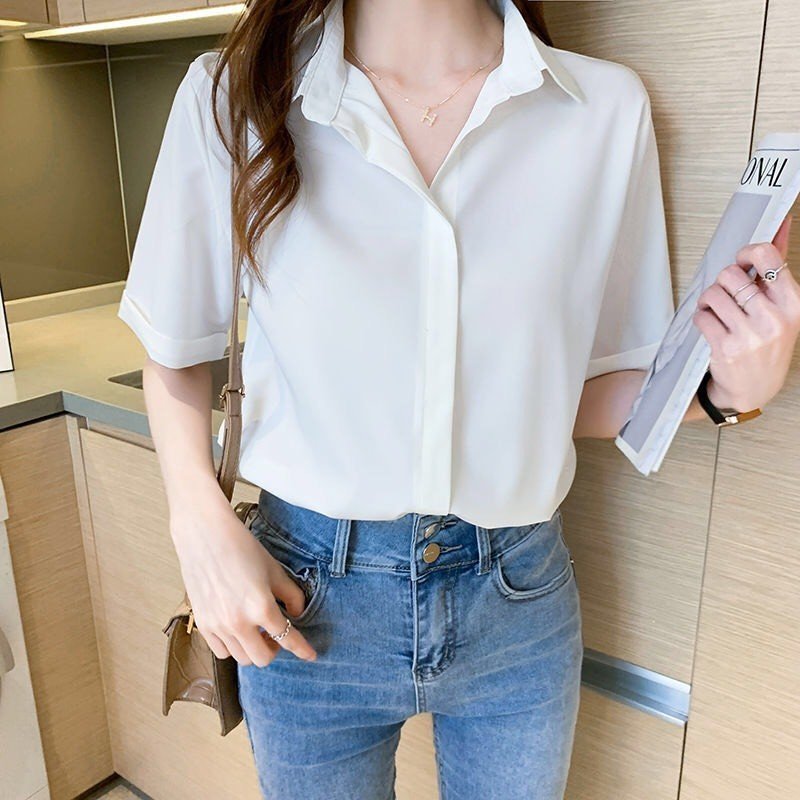 Áo sơ mi nữ tay lỡ phồng nhẹ form dấu cúc Hàn Quốc kiểu đẹp màu trơn mã SB01 thời trang PONIVALAZA cao cấp Chất liệu mềm mịn thoáng mát form chuẩn