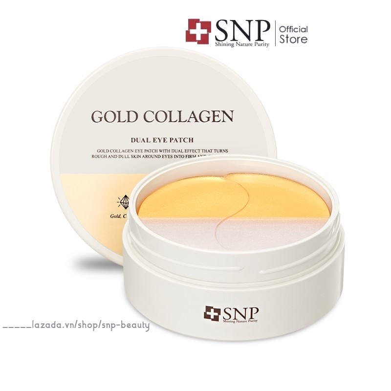Mặt Nạ Mắt SNP Gold Collagen Dual Eye Patch Chứa Vàng Collagen Glutathione Hộp 60 Miếng