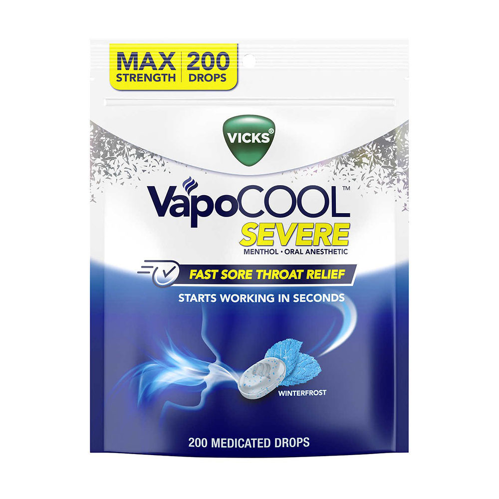 Kẹo Vicks VapoCool Servere WingerFrost Max Strength 200 viên của Mỹ