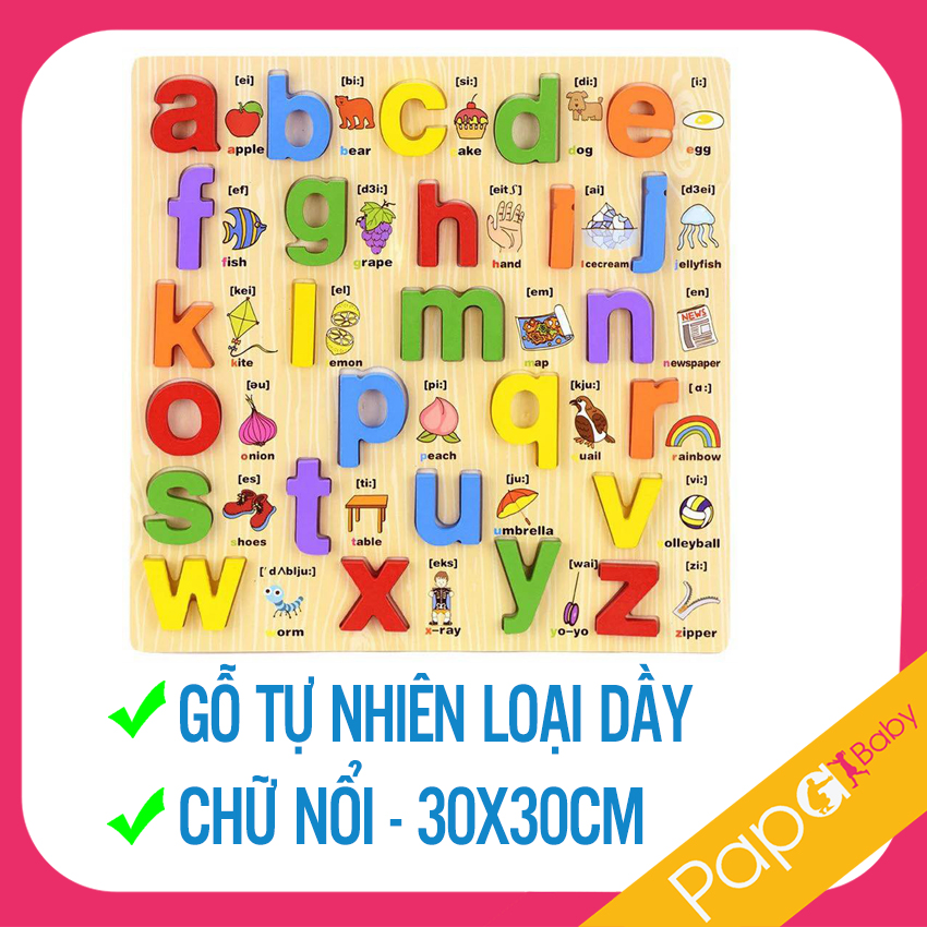 Bảng Chữ Cái Cho Bé - Bằng Gỗ, Song Ngữ, In Thường, Chữ Nổi - Bảng chữ cái và sô cho bé, bảng học chữ cái cho bé, bảng chu cai thong minh, bảng chữ cái gỗ, bảng chữ cái tiếng việt, bang chu cai thong minh cho be