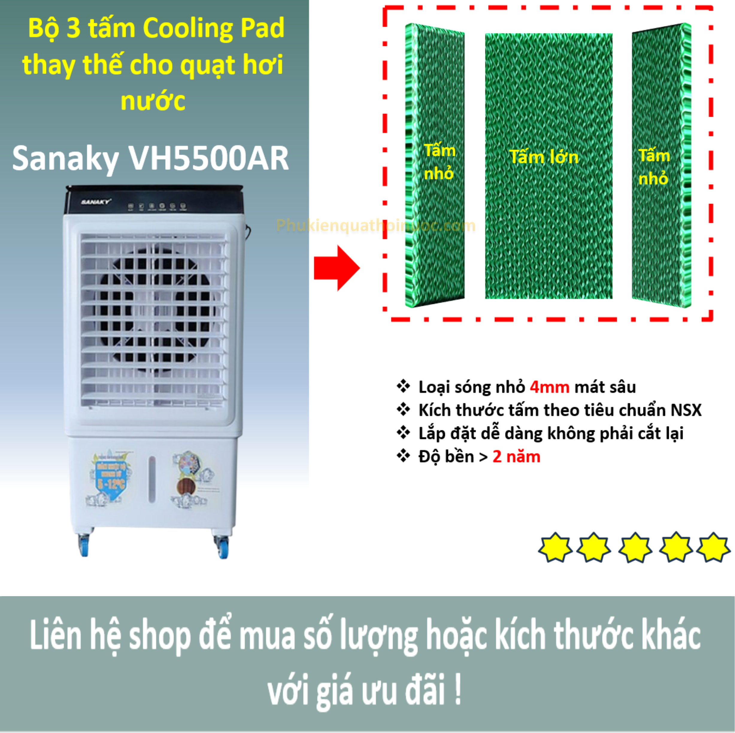 Tấm làm mát quạt hơi nước sanaky vh5500ar