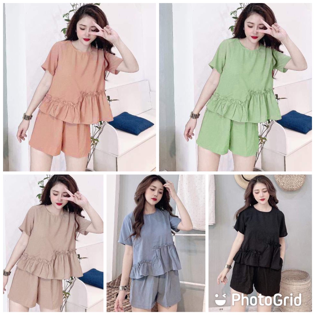 Set bộ thời trang đùi mặc nhà chất liệu thun cotton size từ 45-65kg