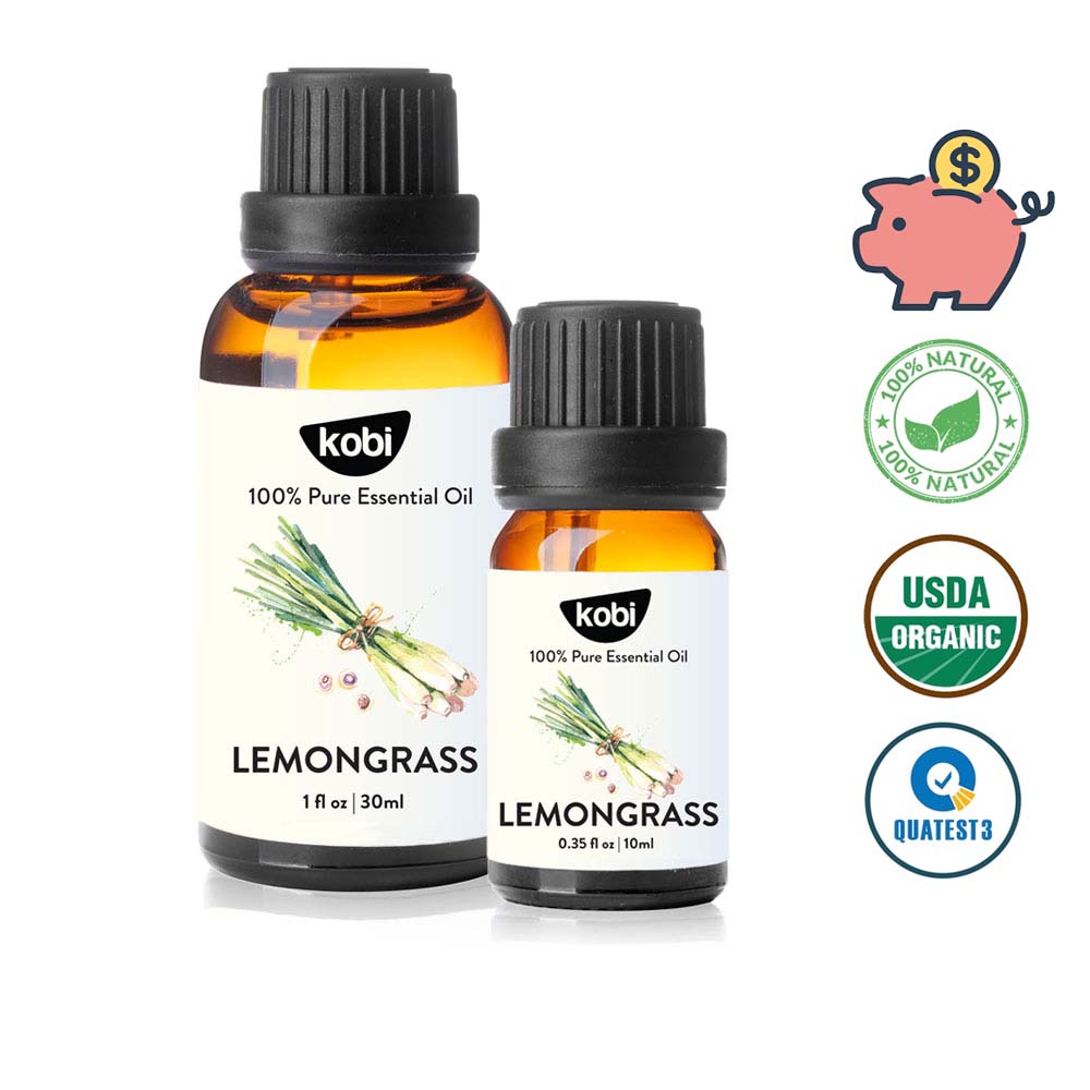 Combo tiết kiệm gồm 2 chai tinh dầu Sả Chanh Kobi Lemongrass essential oil