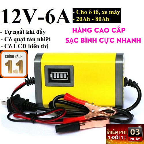 HÀNG CÔNG TY BẢO HÀNH 6 THÁNG Tự ngắt-Máy Sạc Bình Ắc Quy Tự Động Cho Xe Máy 12V 2A Sạc Bình Nhanh Cho Xe Máy Xe Ô Tô xe đạp điện và các loại bình điện khác nhau