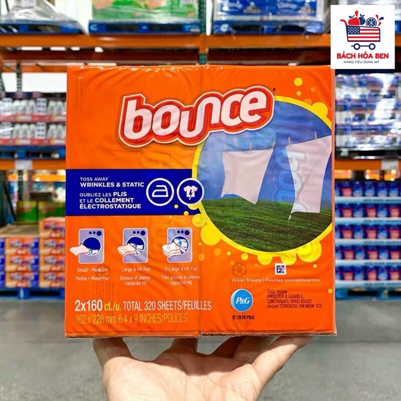 [HCM]Giấy thơm quần áo Bounce 160 tờ - Mỹ