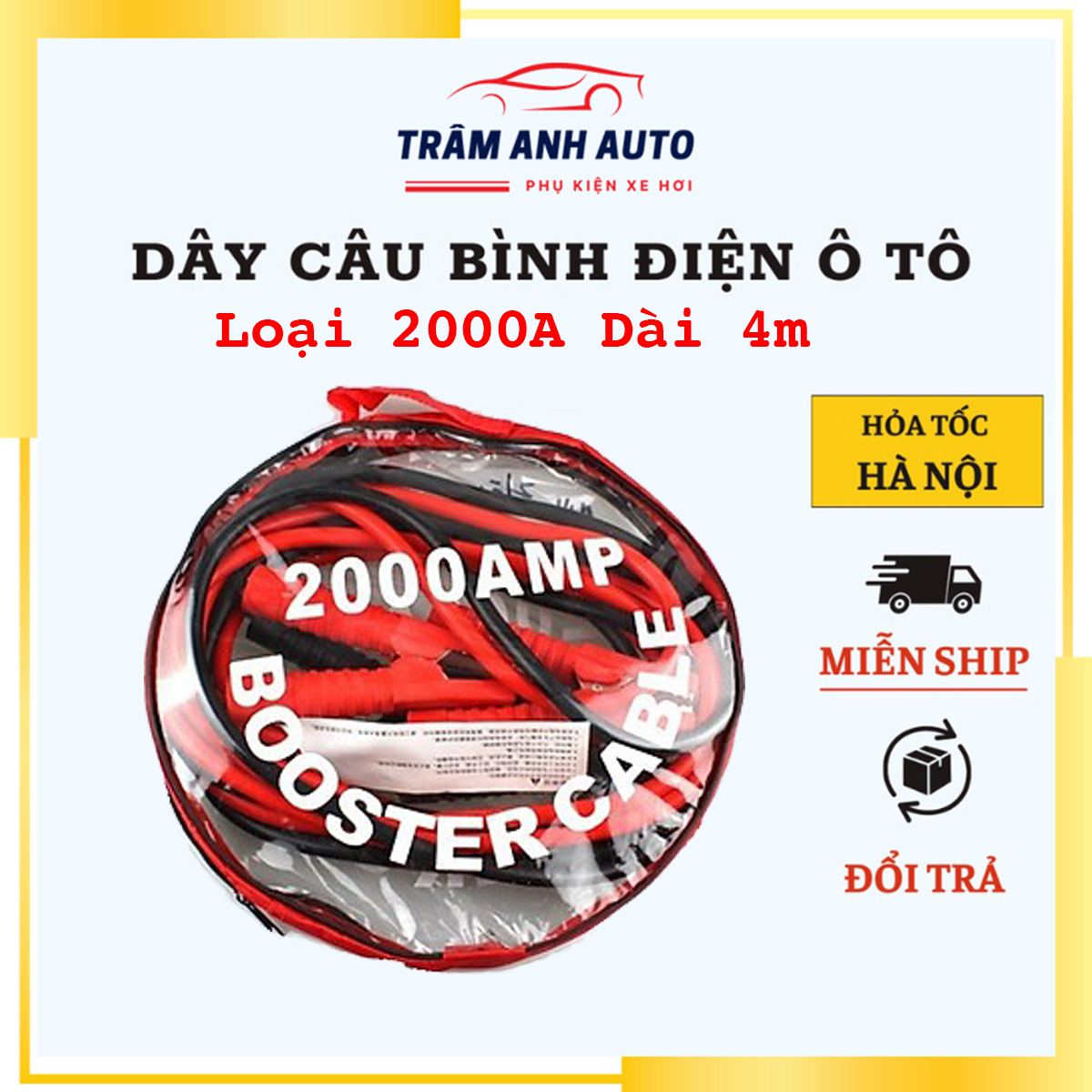 Dây câu bình ắc quy ô tô lõi đồng siêu to loại 2000a dài 4m
