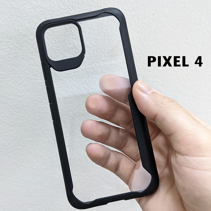 Ốp lưng Google Pixel 4 chống sốc mặt lưng cứng trong suốt viền đen (Không ố vàng)