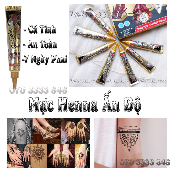 Mực Xăm Henna Ấn Độ 7 Ngày Phai Tặng Sticker