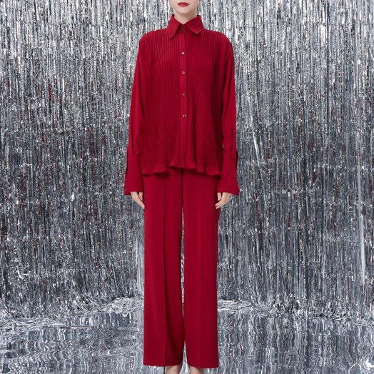 Quần suông lưng cao ly giữa, xẻ túi, khoá sau gloria pants | nya studio