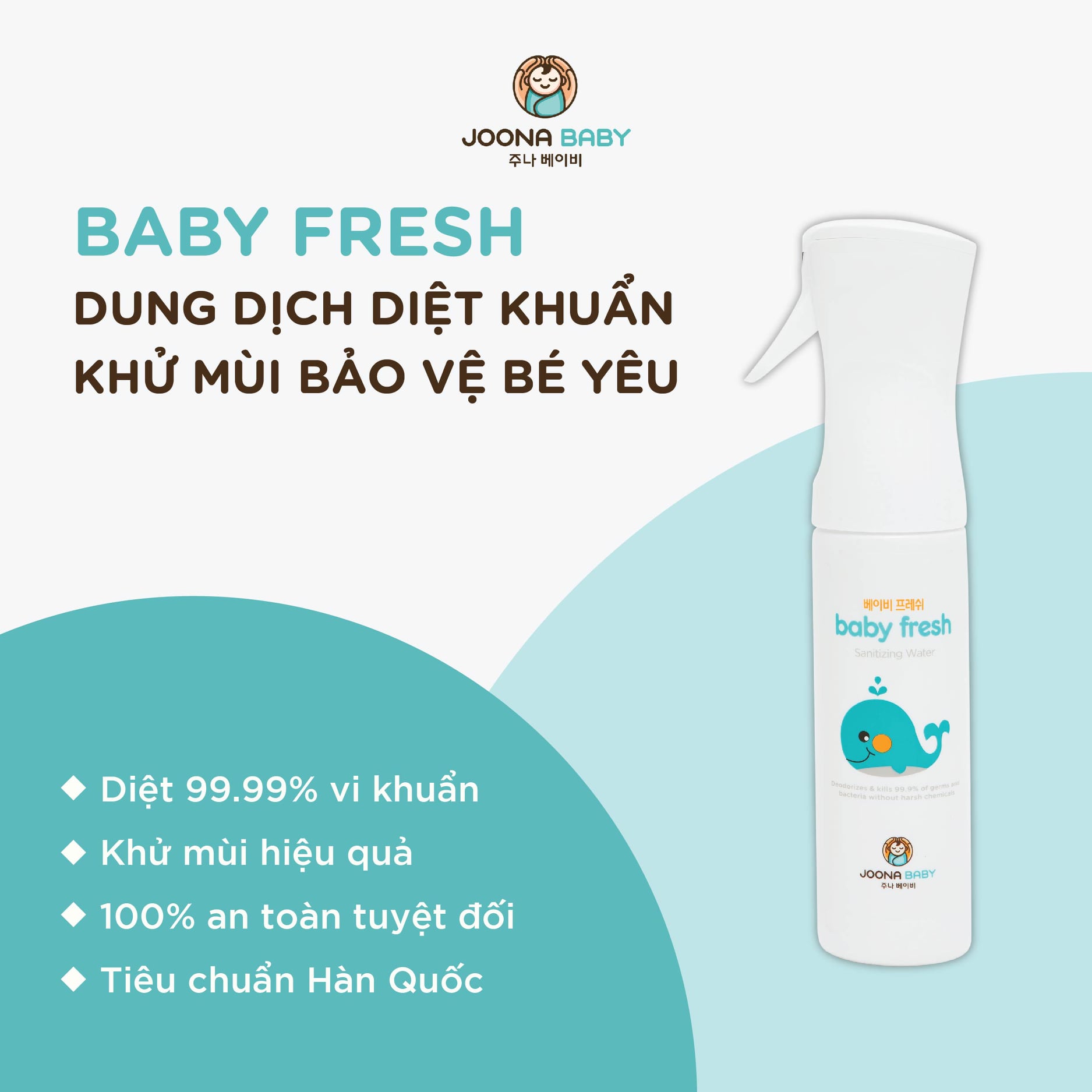 Xịt diệt khuẩn Baby Fresh - JOONA BABY Hàn Quốc- diệt khuẩn đồ chơi, tiệt trùng bình sữa, núm ti giả cho bé
