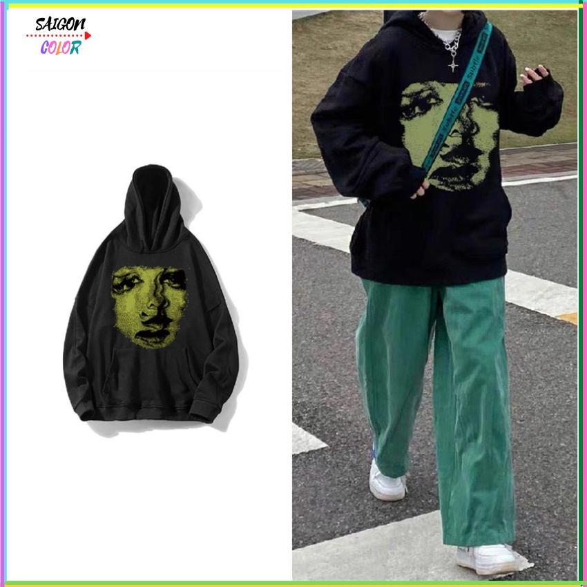 Áo hoodie form rộng mặt xanh áo hoodie form rộng saigoncolor