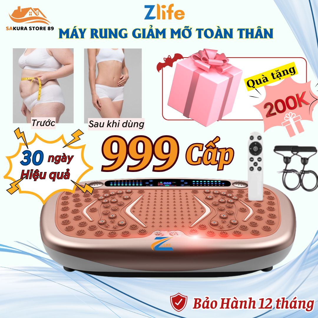Máy giảm cân rung lắc toàn thân Zlife 999 cấp độ, Máy tập Gym massage bụng giảm mỡ có bluetooth