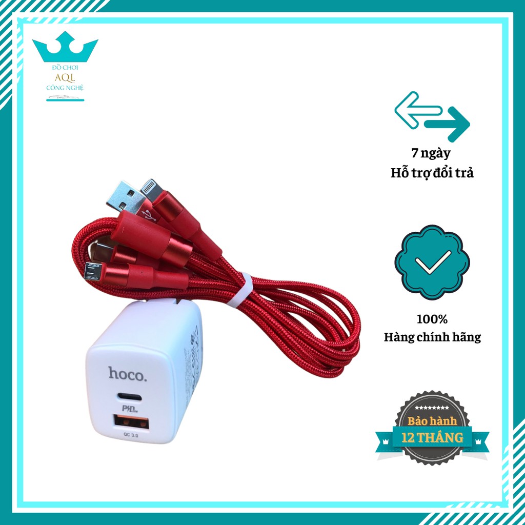 Bộ sạc nhanh hoco pd 20w qc3.0 lightning type c micro usb cho iphone samsung oppo