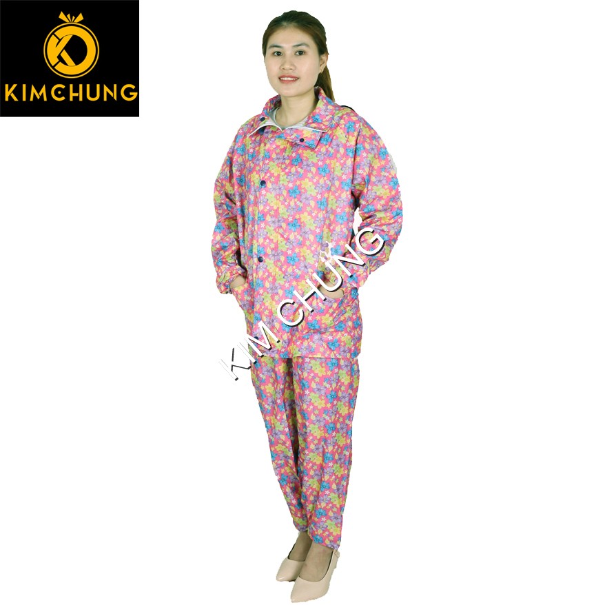 [HCM]Áo mưa bộ nữ thời trang vải dù họa tiết siêu nhẹ siêu bền (Màu ngẫu nhiên) (Size 2XL 3XL)