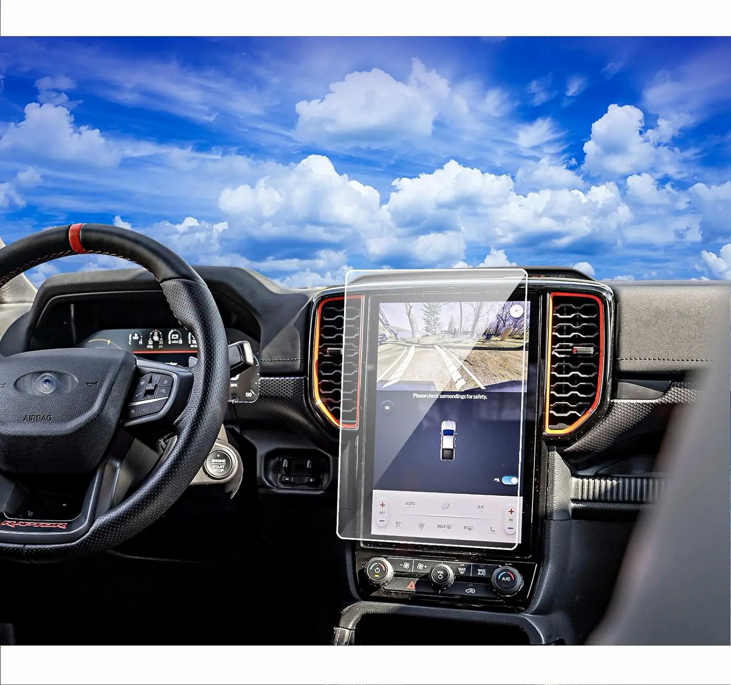 Cho Ford Ranger 2024 12inch Car LCD  navigation Tempered Glass phim màn hình bảo vệ