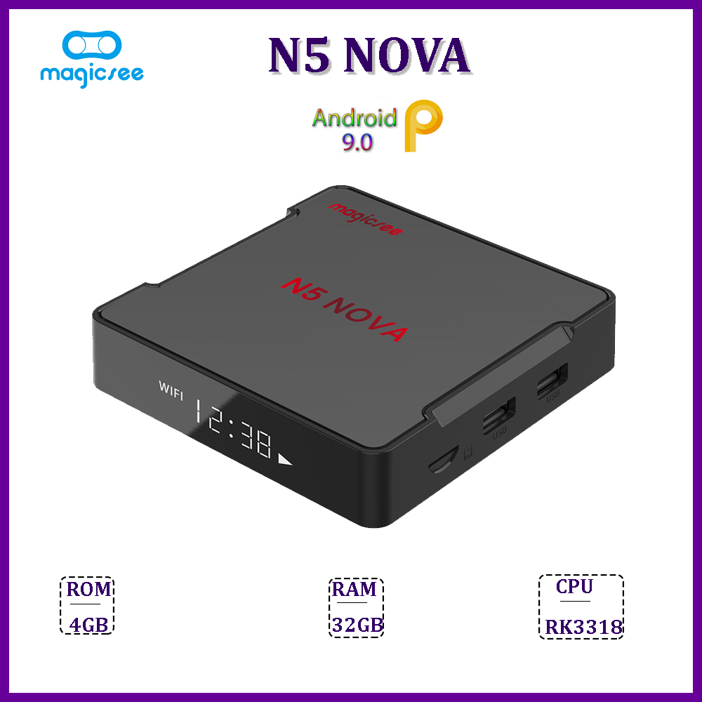 Android Tivi Box Magicsee N5 Nova - Ram 4GB, Rom 32GB, Android 9.0 - Rom ATV-Bản Điều Khiển Voice