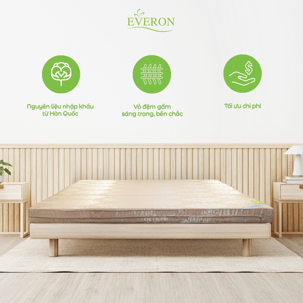 Đệm bông ép everon vỏ gấm gấp ba mảnh đủ kích thước