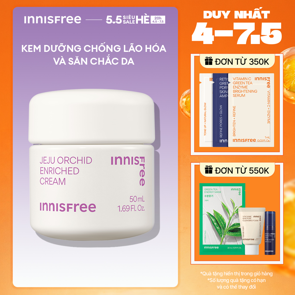 Kem dưỡng da đa năng từ hoa lan Innisfree Jeju Orchid Enriched Cream 50ml